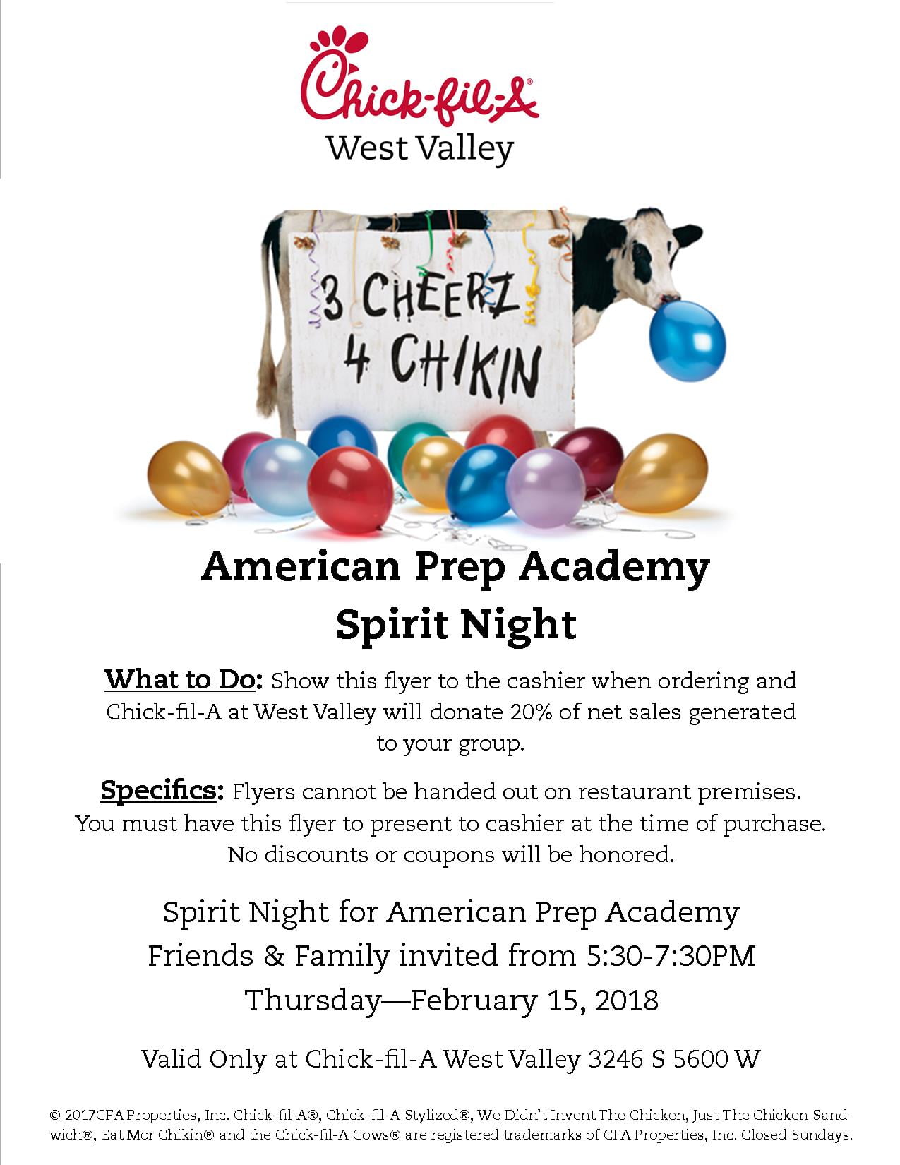 Spirit Night American Prep Academy 2.15.2018